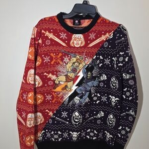 He-Man and Skeletor Graphic Crewneck Sweater - Red and Black
